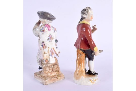 A 19TH CENTURY GERMAN PORCELAIN FIGURE OF A BOY Meissen style, together with another similar. 13 cm - Image 2 of 4