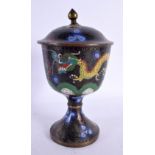 AN EARLY 20TH CENTURY CHINESE CLOISONNE ENAMEL GOBLET AND COVER Late Qing/Republic. 22 cm x 9 cm.