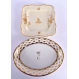 TWO 19TH CENTURY FRENCH PARIS PORCELAIN DISHES one depicting an armorial, the other a coronet. Large