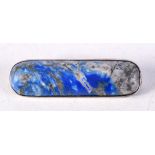 AN ANTIQUE SILVER LAPIS LAZULI BROOCH. 4.5 cm x 1.5 cm.