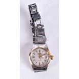 A LADIES TWO TONE ROLEX WRISTWATCH. 2.75 cm wide inc crown.