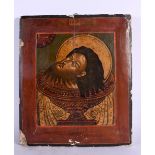 AN ANTIQUE RUSSIAN ICON. 30 cm x 26 cm.