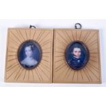 A PAIR OF CONTEMPORARY PORTRAIT MINIATURES. 9.5cm x 8cm (2)