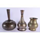 AN 18TH/19TH CENTURY MIDDLE EASTERN ALLOY HOOKAH PIPE BASE together with a bidriware vase & a bronze