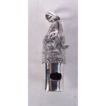 A SILVER FOX HEAD WHISTLE PENDANT. Stamped 925, 4.6cm x 1.5cm, weight 11.3g