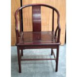 AN EARLY 20TH CENTURY CHINESE CARVED HARDWOOD CHAIR. 80 cm x 48 cm x 54 cm.