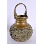 A RARE 19TH CENTURY MIDDLE EASTERN INDIAN BRONZE HOLY WATER VESSEL possibly inlaid with rubies. 23.5
