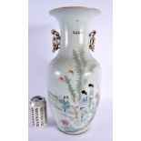 A LARGE CHINESE REPUBLICAN PERIOD FAMILLE ROSE VASE. 44 cm x 14 cm.