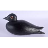 A VINTAGE FOLK ART WOOD DECOY DUCK. 18 cm x 12 cm.