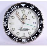 A ROLEX SHOP DISPLAY ADVERTISING WALL CLOCK. 33 cm diameter.