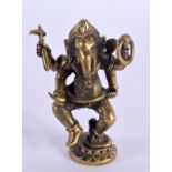 A 19TH CENTURY MIDDLE EASTERN INDIAN BRONZE FIGURE OF GANESHA modelled with arms raised. 6 cm x 4.25