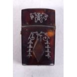 A REGENCY SILVER INLAID ETUI. 4.75 cm x 2.75 cm. Wear