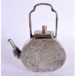 AN EARLY 20TH CENTURY CHINESE BRONZE TEAPOT AND COVER Late Qing/Republic, decorated with birds and f