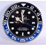 A ROLEX SHOP DISPLAY ADVERTISING WALL CLOCK. 33 cm diameter.