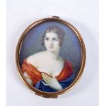 A 19TH CENTURY ENGLISH PAINTED IVORY PORTRAIT MINIATURE. 7 cm x 5.5 cm. Reference: F13CXN4W