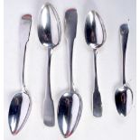 ASSORTED WHITE METAL SPOONS. 132 grams. 17 cm long. (6)