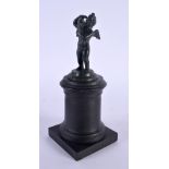 A 19TH CENTURY ITALIAN BRONZE FIGURE OF A BOY AND FISH After the Antiquity. 18 cm high.