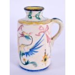 A SMALL 19TH CENTURY ITALIAN FAIENCE GLAZED MINIATURE JUG Levantino family, painted with mythical cr