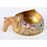 A CHARMING CONTINENTAL SILVER AND ENAMEL HORSE HEAD KOVSCH. 312 grams. 13 cm x 10 cm.