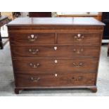 A FINE LARGE GEORGE III MAHOGANY CHEST OF DRAWERS with bone inlaid escutcheons 102 cm x 118 cm x 53