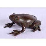 A JAPANESE BRONZE FROG OKIMONO. 4.5 cm x 4 cm.