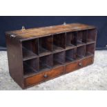 A CHARMING COUNTRY OAK AND PINE HANGING SHELVING UNIT. 66 cm x 30 cm.