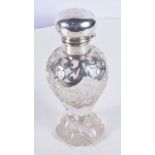 AN EDWARDIAN SILVER AND CUT GLASS SCENT BOTTLE. Birmingham 1907. 513 grams. 18 cm high.