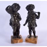 French School (19th Century) Pair, Bronze, Putti. 22 cm high.