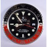 A ROLEX SHOP DISPLAY ADVERTISING WALL CLOCK. 33 cm diameter.