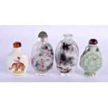 FOUR EARLY 20TH CENTURY CHINESE SNUFF BOTTLES late Qing/Republic. Largest 7.5 cm high. (4)