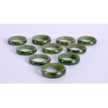 TEN CHINESE JADE RINGS 20th Century. O/P. (10)