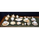 A FINE COLLECTION OF ANTIQUE ROYAL WORCESTER BLUSH IVORY PORCELAIN including jugs, trios, shell dish