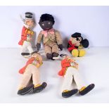 A collection of vintage soft toys Mickey mouse, Sunny Jim , 1930's Golly 47 cm (5).