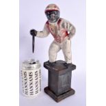 A CONTEMPORARY COLD PAINTED IRON JOCKEY DOOR STOP. 30 cm high.