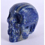 A CHINESE CARVED LAPIS LAZULI SKULL 20th Century. 5.5 cm x 6 cm.