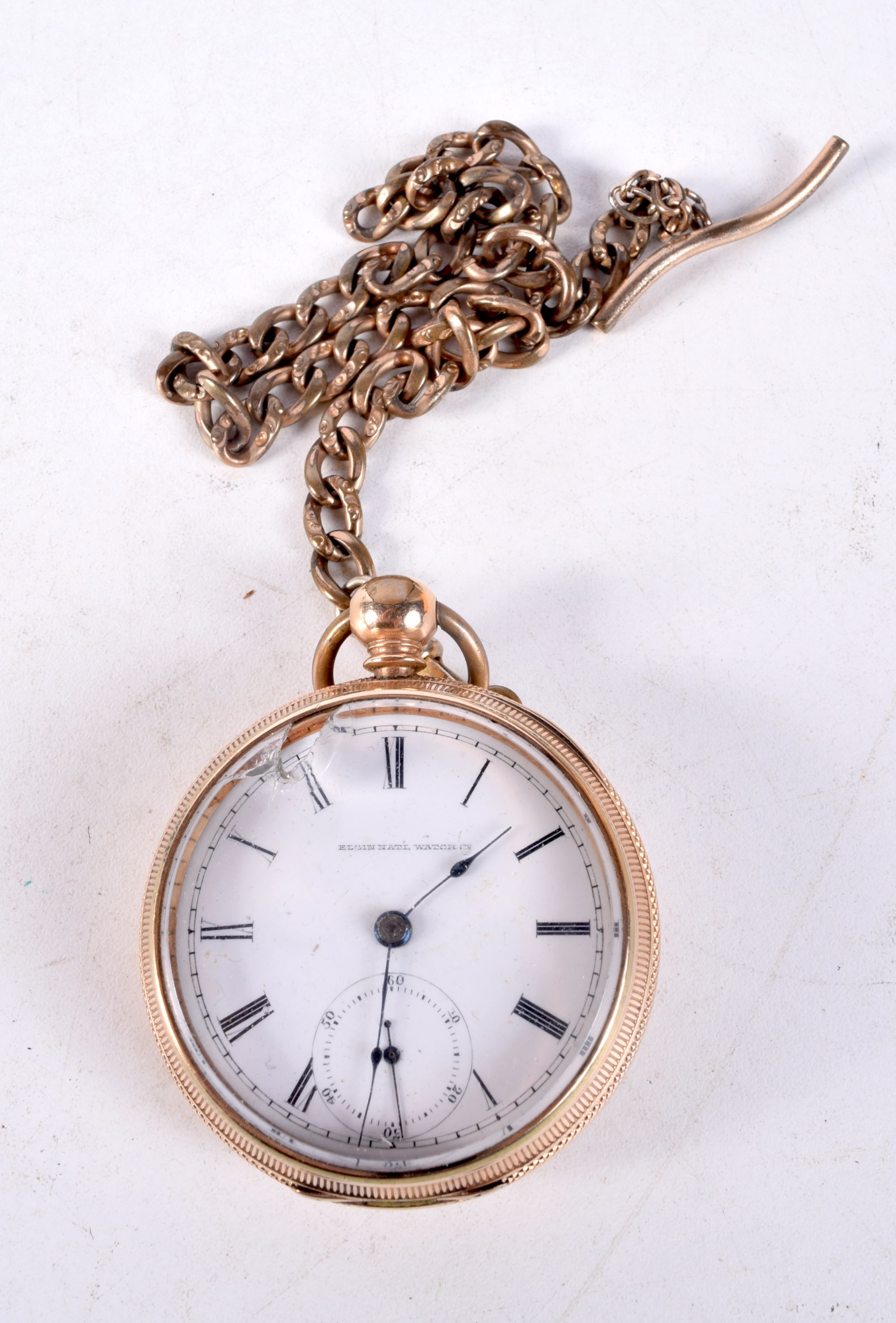 A VINTAGE YELLOW METAL FOB WATCH. 5.5 cm wide.