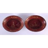 A PAIR OF REGENCY PAINTED LACQUERED COUNTRY HOUSE DISHES. 10 cm wide.