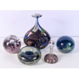 A collection of glass ware including Norman Stuart Clarke , paper weights, perfume bottles etc large