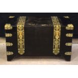 A large brass bound Chinese Camphorwood chest 61 x 102 x 51 cm .