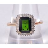 A 9CT GOLD GEM SET RING. Stamped 9K, Size Q, weight 3.7g