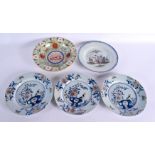 3 Delft plates and another 1 pottery plate. 24.5cm Diameter (5)