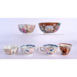 AN 18TH CENTURY CHINESE EXPORT FAMILLE ROSE BOWL Qianlong, together with similar wares. Largest 11.5