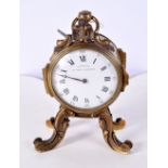 A FINE LATE 18TH/19TH CENTURY FRENCH BRONZE CLOCK of small proportions. 13 cm x 8 cm.