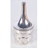 AN EDWARDIAN SILVER GLOVE POWDER DISPENSER. London 1904. 64 grams. 10 cm high.