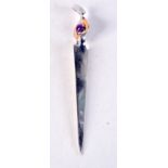 A MEXICAN SILVER AND AMETHYST LETTER OPENER. 34 grams. 17 cm x 2.5 cm.