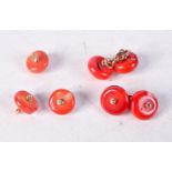 VINTAGE CORAL DRESS STUDS. 10.5 grams. 1.25 cm wide. (7)