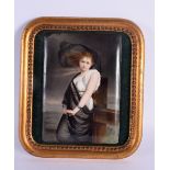 19th century German porcelain plaque painted with a scene of a woman in a dark, stormy landscape, sh