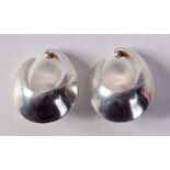 A PAIR OF SILVER GEORG JENSEN EARRINGS. 17 grams. 3 cm x 2.5 cm.