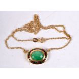 AN 18CT GOLD AND JADEITE MULTI GEM SET NECKLACE. 5.6 grams. 40 cm long.