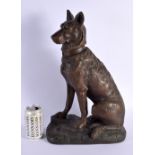 French School (C1910) Terracotta, Seated Hound. 46 cm x 24 cm.